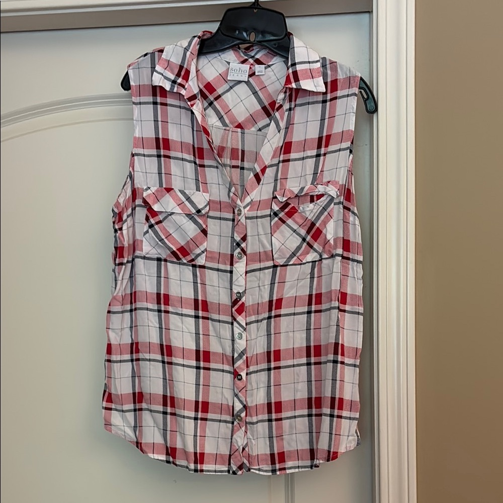 Soho Red and White Plaid Shirt